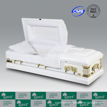 LUXES American Style Adult Caskets White Wooden Casket For Funeral